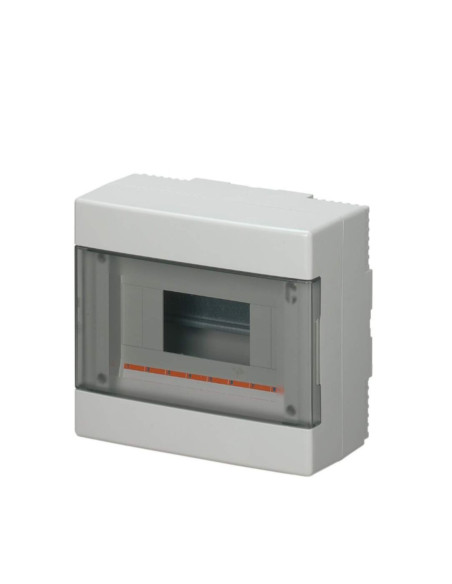 Centralino da parete con portella traspa rente 8 moduli IP40