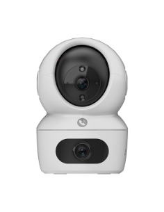 Telecamera Wi-Fi da interno motorizzata con doppio obiettivo