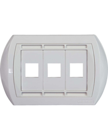 Placca universale 3 posti keystone bianca