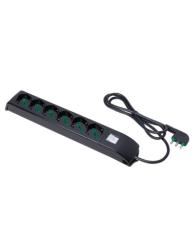 Multipresa 2p+t+shuko 6 out con interruttore nero