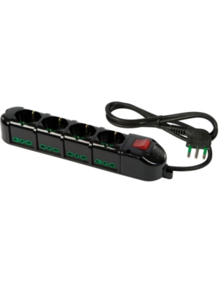 Multipresa 2p+t+shuko 4+8 out con interruttore nero