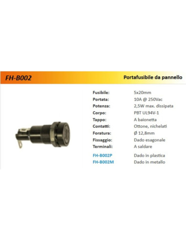 Portafusibile ul da pannello