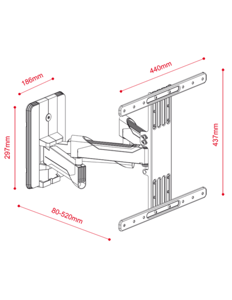 Supporto TV universale 36"÷80" max 45kg a pantografo