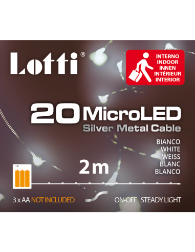 Catena 20 microled bianco freddo 2m a batterie...