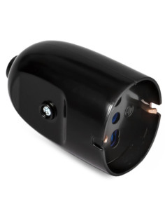 Presa volante Schuko + bipasso 16A 2p+t nera