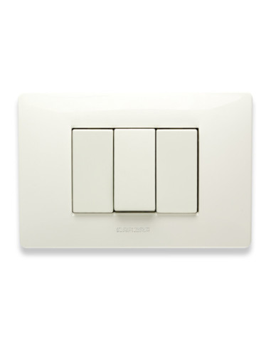 Placca 3 posti quadrata bianca serie mix