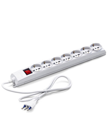 Multipresa 7 prese Schuko + bipasso 1,2m con interruttore