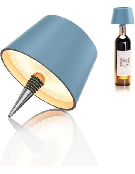Lampada per bottiglie ricaricabile luce 3000k/4500k/6500k dimmerabile blu avio
