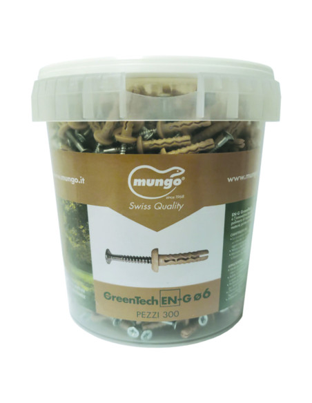 Tassello in Nylon ecosostenibile con chiodo 6x40mm secchio 300pz