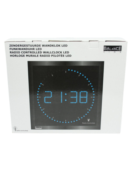 Orologio parete LED blu radiocontrollato alluminio 25x25 220V