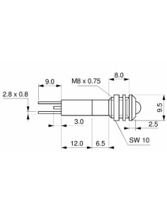 Led  5mm sporgente rosso alta efficienza 48 V dc 2