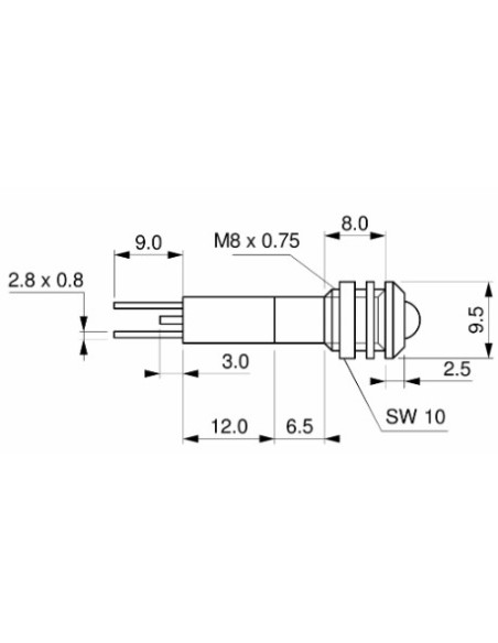 Led  5mm sporgente rosso alta efficienza 48 V dc