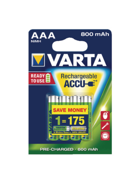 Batteria ricaricabile AAA NiMH 800mAh blister 4pz