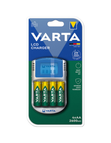 Caricabatterie LCD incl. 4x AA da 2700m ah + 12V + USB in