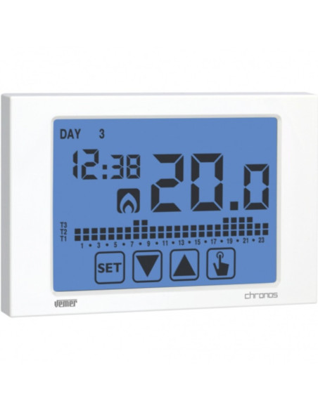 Cronotermostato settimanale da parete  a batterie CHRONOS BIANCO