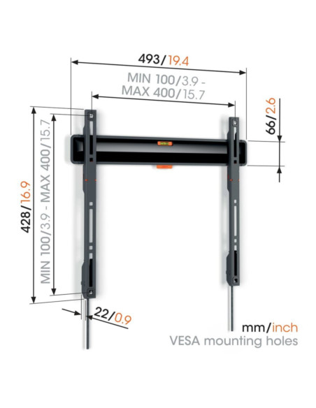Supporto TV slim fisso 32"-77" max 50kg