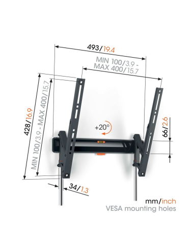 Supporto TV fisso a parete 32"÷65" max 25kg...