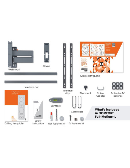 Supporto TV a parete regolabile 40"÷77" max 35kg nero VESA max 600x400mm