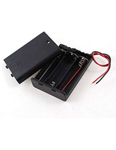 Portabatterie 3xAAA nero con cavetto