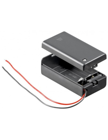 Portabatterie 9V nero con cavetto chiuso