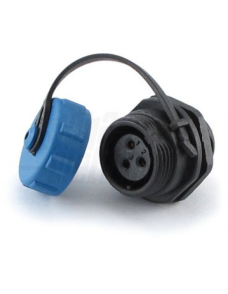 Presa a pannello 3 poli ø1.6mm cont. 13a 250 VAC AWG 14, serie sp13 ip68 c. capp.