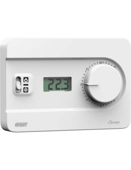 Termostato da parete 230Vac con display colore bianco
