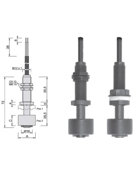 Livellostato verticale regolabile con cavo bipolare