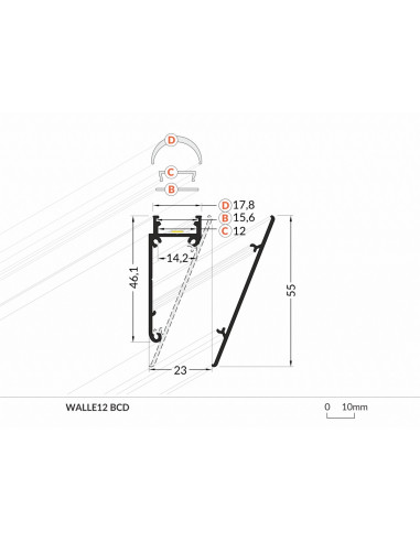 Profilo a parete tipo veletta bianco 2m WALLE12...