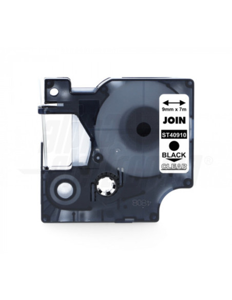 Nastro etichette per ST0050K testo nero su sfondo trasparente 9mm 7m