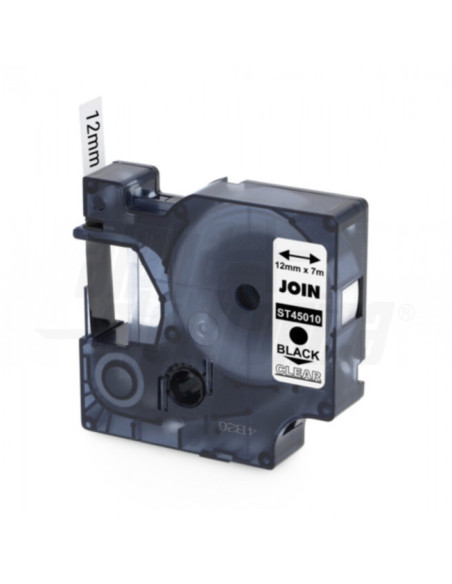 Nastro etichette per ST0050K testo nero su sfondo trasparente 12mm 7m