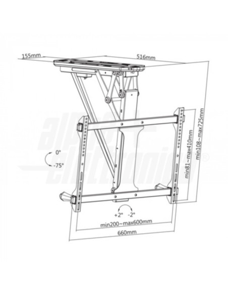 Supporto soffitto tv motorizzato incl 32÷70" c/telecom-WIFI app Tuya