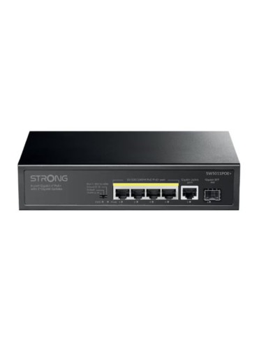 Switch PoE 4 porte gigabit 100W + 1 porta...