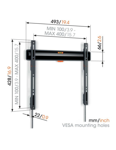 Supporto TV slim fisso 32"-77" max 50kg