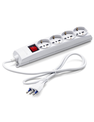 Multipresa 4 prese Schuko + bipasso 1,2m con...