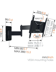 Supporto TV universale 19"÷43" max 15kg 3 snodi ruotabile... 2