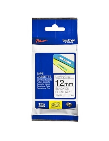 Nastro brother 12mm nero su trasparente