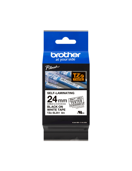 Nastro laminato 24mm nero su bianco