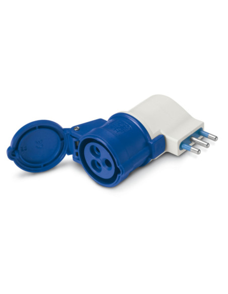 Adattatore semplice spina 90° 2p+t 16a presa industriale 2p+t 16a