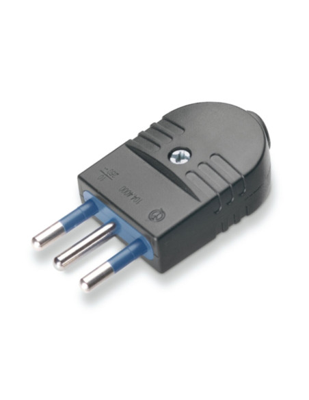 Spina dritta 2p+t 10A nera 104.4001/N