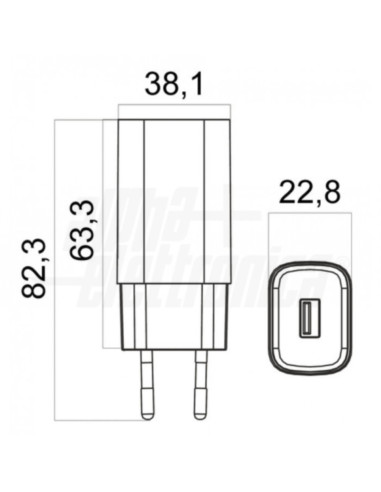 Alimentatore switching USB 5V 2,1A bianc