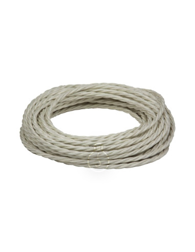 Cavo elettrico in tessuto trecciato 3x0,75 avorio
