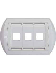 Placca universale 3 posti keystone bianca