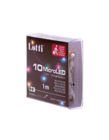 Catena 10 microled multicolore 1 con batterie...