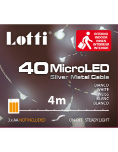 Catena 40 microled bianco freddo 4m a batterie 3xAA