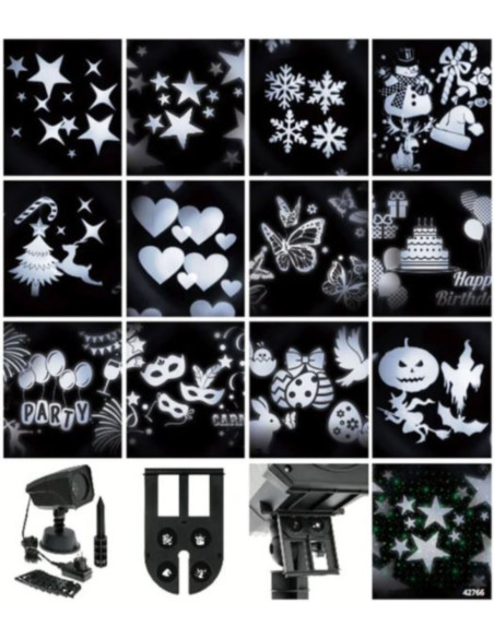 Proiettore garden oscar laser 12effetti 4x1,5w LED bianco/laser verde