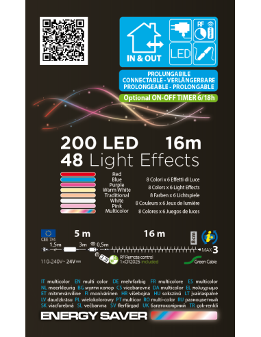 Catena natalizia Wonder 200 LED 16m multicolore...