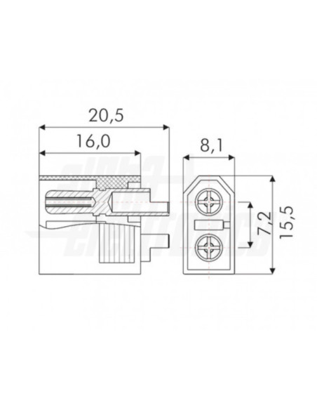 Connettore XT60 maschio per batteria 500V 60A