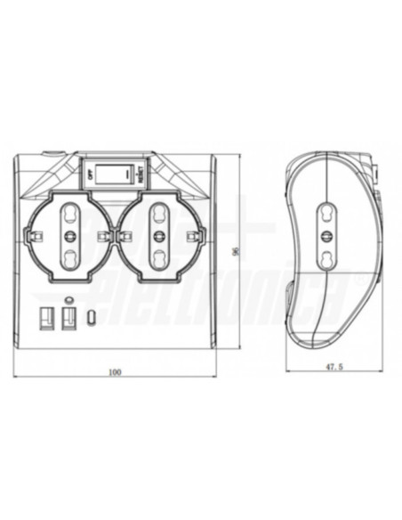 Multipresa tavolo shuko/bipasso/usb con protezione sovraccarico