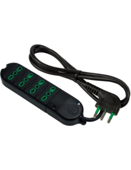 Multipresa 4 posti 2p+t bipasso 10A/16A senza interruttore nera