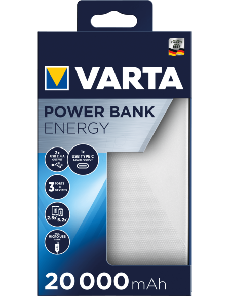 Powerbank energy usb+usb-c 20000mAh